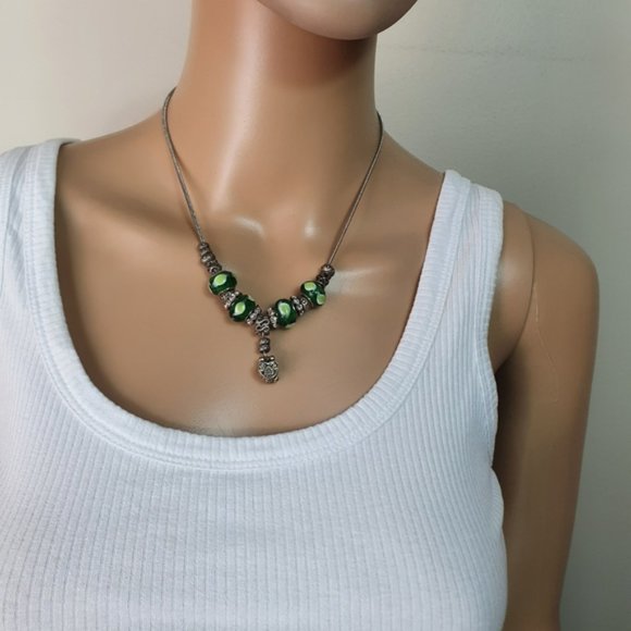 Long stone pendant Necklace jewellery  neckpiece turqoise - Picture 4 of 4